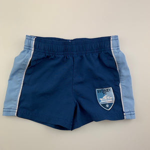 Unisex A-League Official, Sydney FC lightweight shorts, elasticated, EUC, size 0