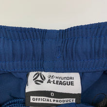 Load image into Gallery viewer, Unisex A-League Official, Sydney FC lightweight shorts, elasticated, EUC, size 0