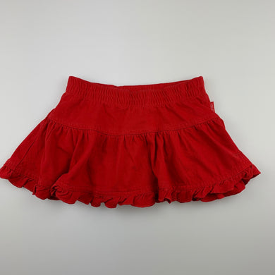 Girls Esprit, red cotton skirt, built-in nappy cover, EUC, size 12 months
