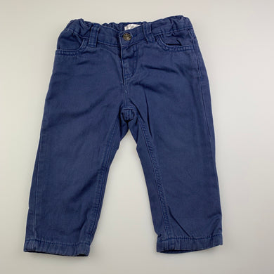 Boys Urb, cotton lined blue cotton pants, adjustable, GUC, size 12 months