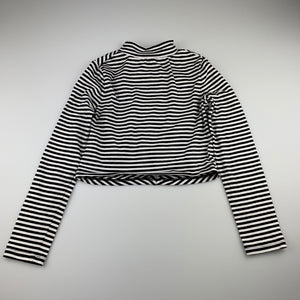 Girls Bardot Junior, black & white stripe long sleeve cropped top, L: 35cm, GUC, size 12