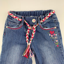 Load image into Gallery viewer, Girls Target, blue stretch denim jeans, adjustable, Inside leg: 47cm, GUC, size 5
