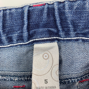 Girls Target, blue stretch denim jeans, adjustable, Inside leg: 47cm, GUC, size 5