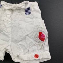 Load image into Gallery viewer, Girls Baby Baby, white cotton shorts, elasticated, GUC, size 0000