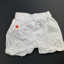 Load image into Gallery viewer, Girls Baby Baby, white cotton shorts, elasticated, GUC, size 0000