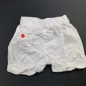 Girls Baby Baby, white cotton shorts, elasticated, GUC, size 0000