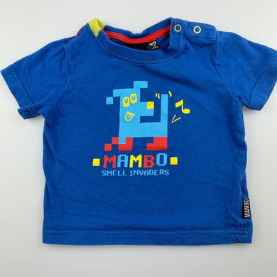 Boys Mambo, blue cotton t-shirt / top, GUC, size 00