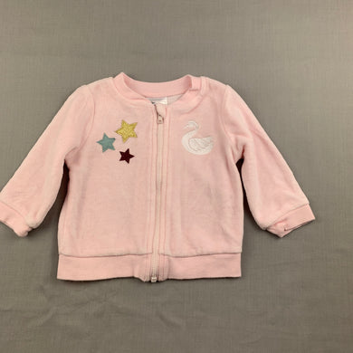 Girls Sprout, pink velour zip-up sweater, GUC, size 00