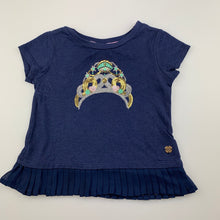 Load image into Gallery viewer, Girls Tutus &amp; Tambourines, navy t-shirt / top, sequin tiara, GUC, size 2