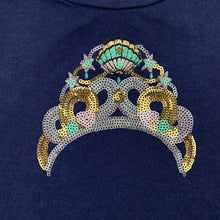 Load image into Gallery viewer, Girls Tutus &amp; Tambourines, navy t-shirt / top, sequin tiara, GUC, size 2