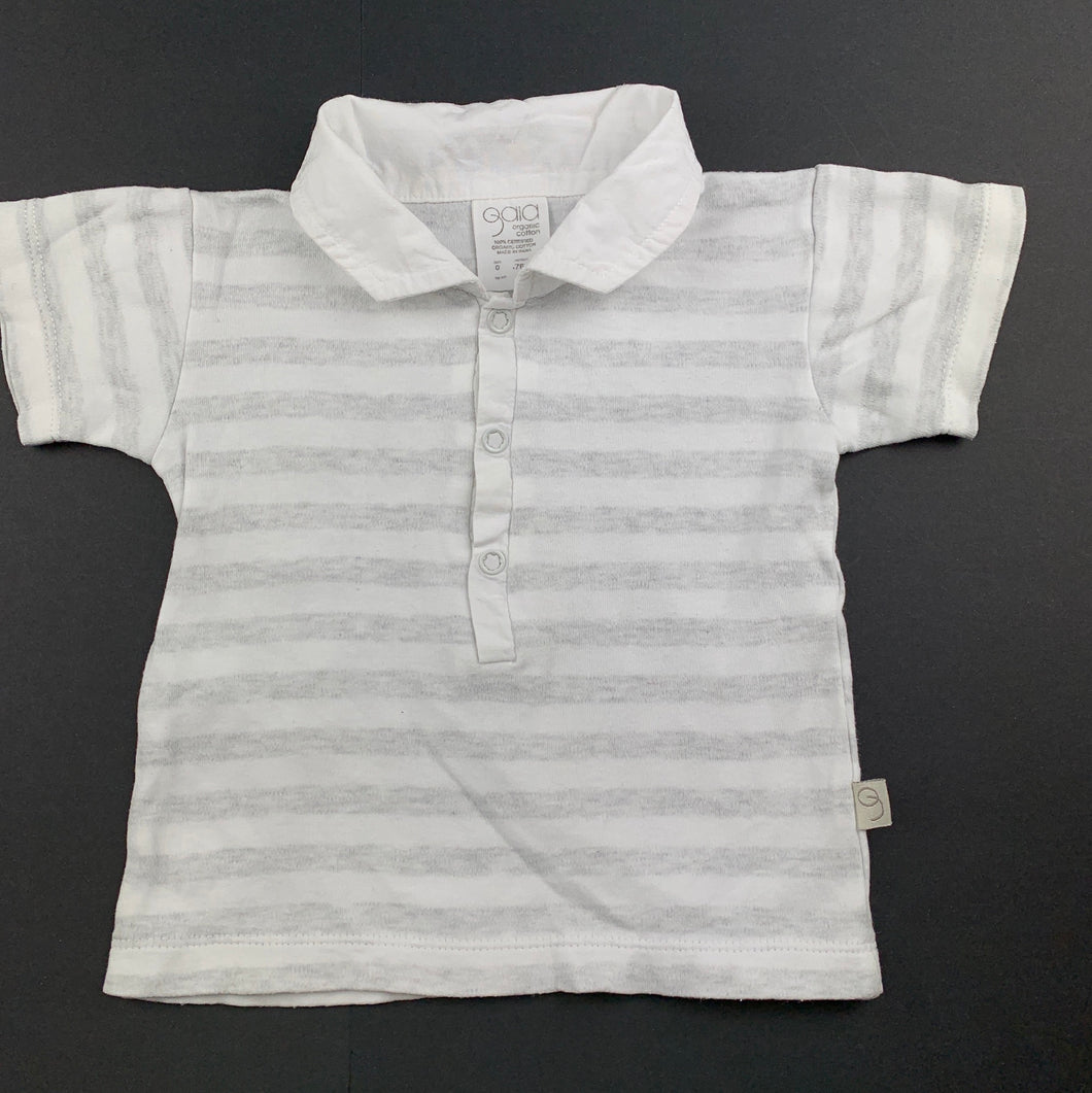 Unisex Gaia, soft organic cotton polo top, GUC, size 0