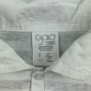 Unisex Gaia, soft organic cotton polo top, GUC, size 0