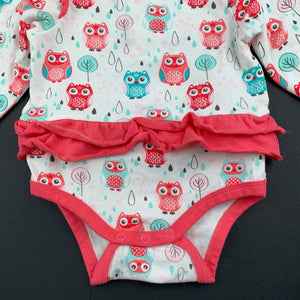 Girls Sprout, stretchy bodysuit / romper, owls, GUC, size 00