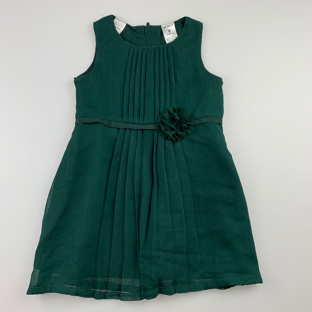 Girls Carter's, bottle green lined tulle party dress, EUC, size 0