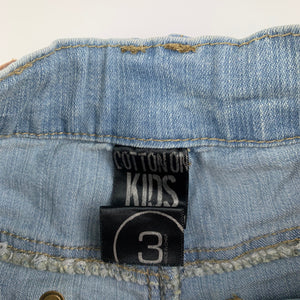 Girls Cotton On, blue stretch denim jeans, adjustable, Inside leg: 34.5cm, GUC, size 3