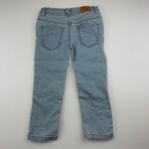 Girls Cotton On, blue stretch denim jeans, adjustable, Inside leg: 34.5cm, GUC, size 3