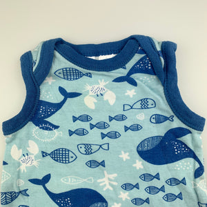 Boys Dymples, soft cotton bodysuit / romper, fish, 0, size 0000