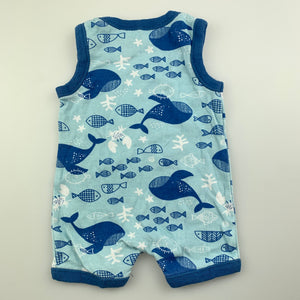 Boys Dymples, soft cotton bodysuit / romper, fish, 0, size 0000