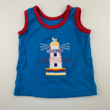 Load image into Gallery viewer, Boys Woolies Babes, soft cotton singlet top, lighthouse, EUC, size 000