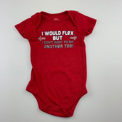 Boys red, soft feel bodysuit / romper, GUC, size 0