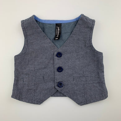 Boys Peter Morrissey, blue cotton waistcoat / vest, EUC, size 000