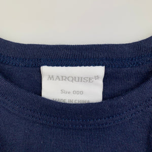 Girls Marquise, navy soft cotton long sleeve top, EUC, size 000