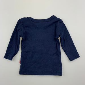 Girls Marquise, navy soft cotton long sleeve top, EUC, size 000