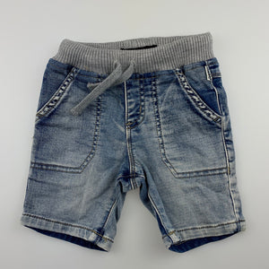 Boys Indie, soft knit denim shorts, elasticated, EUC, size 000