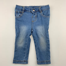 Load image into Gallery viewer, Girls Tiny Little Wonders, knit denim pants, elasticated, GUC, size 0