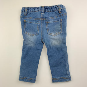 Girls Tiny Little Wonders, knit denim pants, elasticated, GUC, size 0