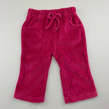 Load image into Gallery viewer, Girls Nannette, pink velour pants, elasticated, GUC, size 0