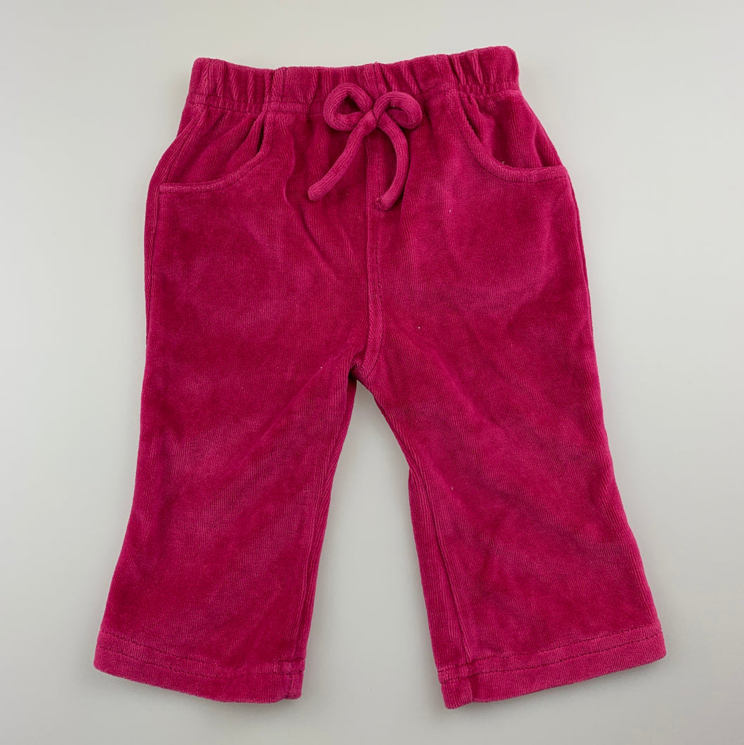 Girls Nannette, pink velour pants, elasticated, GUC, size 0