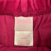 Load image into Gallery viewer, Girls Nannette, pink velour pants, elasticated, GUC, size 0
