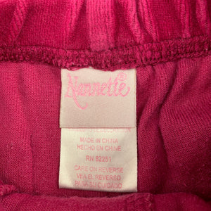 Girls Nannette, pink velour pants, elasticated, GUC, size 0