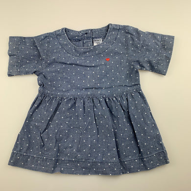 Girls Carter's, blue chambray cotton top, GUC, size 12 months