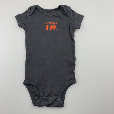Boys Carter's, grey soft cotton bodysuit / romper, GUC, size 3 months