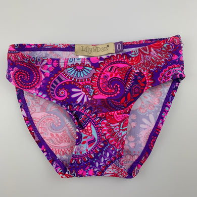 Girls Lily & Dan, colourful swim bottoms, EUC, size 0