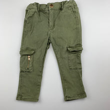 Load image into Gallery viewer, Girls Cotton On, khaki soft feel cargo pants, adjustable, EUC, size 1