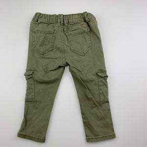 Girls Cotton On, khaki soft feel cargo pants, adjustable, EUC, size 1
