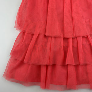 Girls Sprout, coral tiered tulle party dress, GUC, size 2
