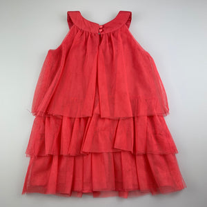 Girls Sprout, coral tiered tulle party dress, GUC, size 2