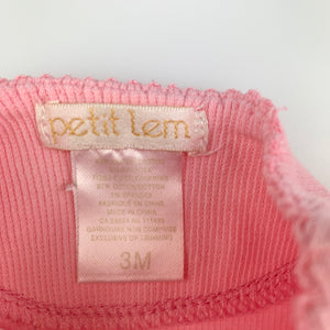 Girls Petit Lem, pink stretchy romper, GUC, size 3 months