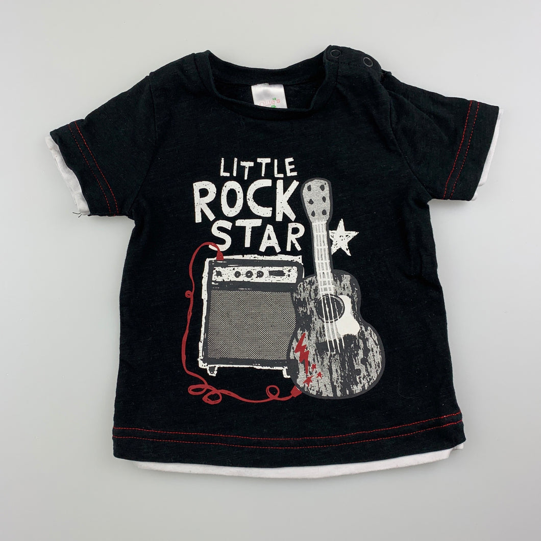 Boys Ollie's Place, black cotton t-shirt / top, rock star, GUC, size 00