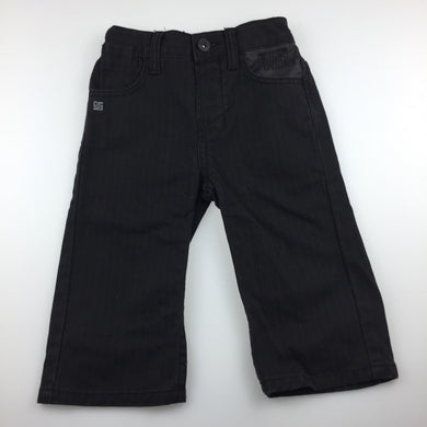 Boys Mini Mango, black denim jeans, elasticated, GUC, size 1