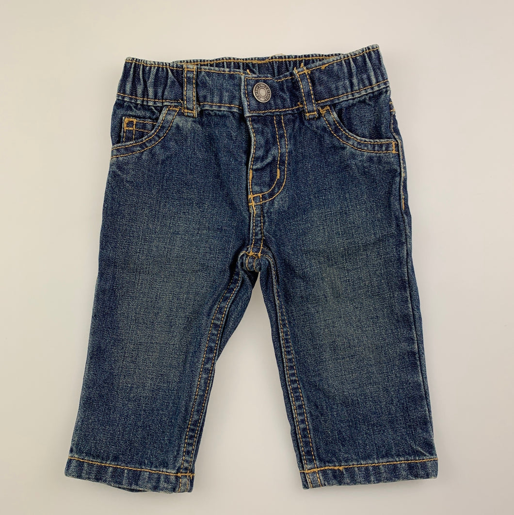 Boys Carter's, blue denim jeans, elasticated, EUC, size 3 months