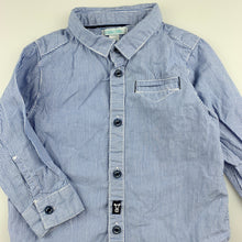 Load image into Gallery viewer, Boys Obaibi, blue stripe cotton long sleeve shirt, GUC, size 1