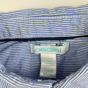 Boys Obaibi, blue stripe cotton long sleeve shirt, GUC, size 1