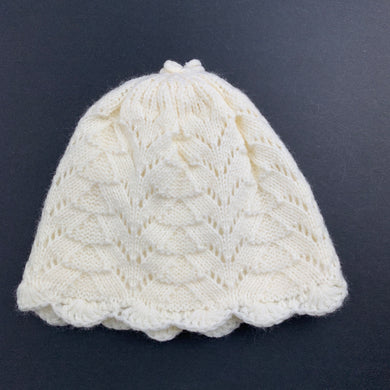 Girls Dymples, cotton lined knitted beanie / hat, 46cm circum., EUC, size 00-0