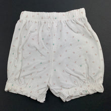 Load image into Gallery viewer, Girls Mothercare, white floral shorts, elasticated, GUC, size 0000