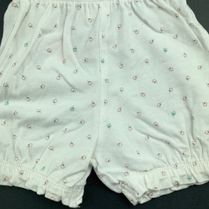 Girls Mothercare, white floral shorts, elasticated, GUC, size 0000